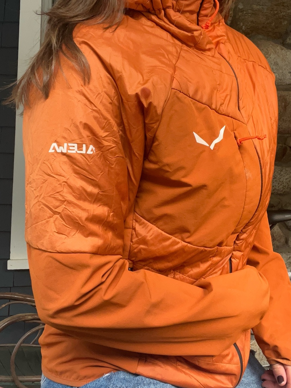 Salewa Orange Quilted Hooded Jacket - Picture 2 of 4